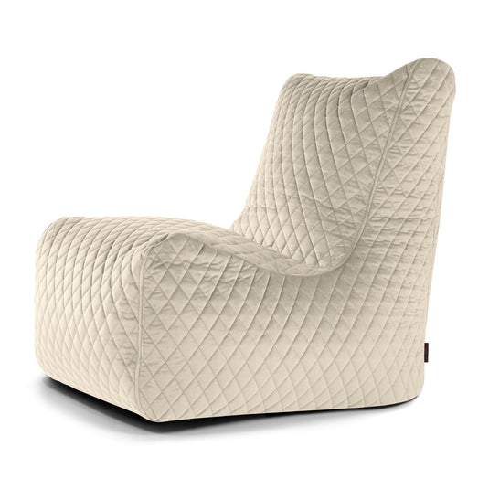 Pouf Chaise en Velours Matelassé Beige Crème