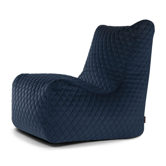 Pouf Chaise en Velours Matelassé Bleu Marine