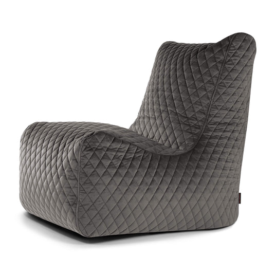 Pouf Chaise en Velours Matelassé Gris Anthracite