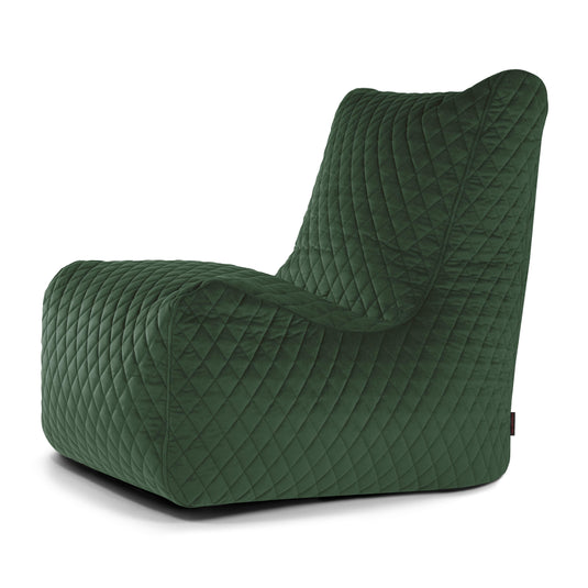Pouf Chaise en Velours Matelassé Vert Forêt