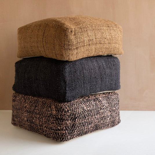 Pouf Coton Tressé Noir