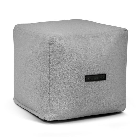 Pouf Cube Bouclette Gris Acier