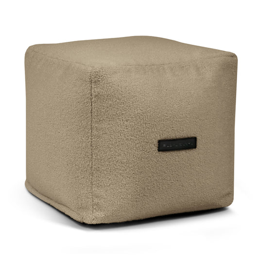 Pouf Cube Bouclette Marron Noisette