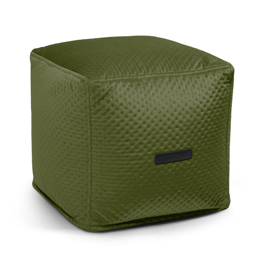 Pouf Cube en Velours Capitonné Vert Forêt