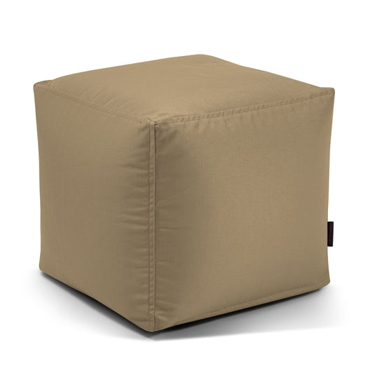 Pouf Cube Exterieur Marron Beige