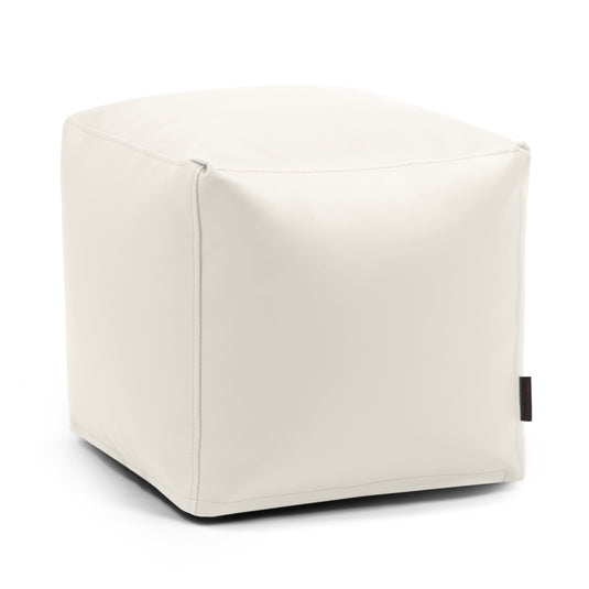 Pouf Cube Simili Cuir Blanc Neige