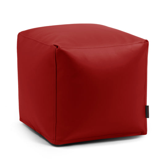 Pouf Cube Simili Cuir Rouge Bordeaux