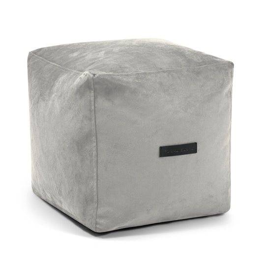 Pouf Cube Suede Gris Perle