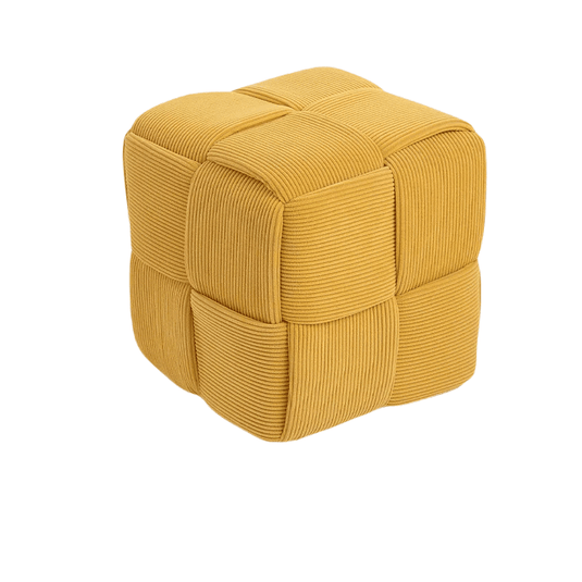 Pouf Cubique Jaune Moutarde