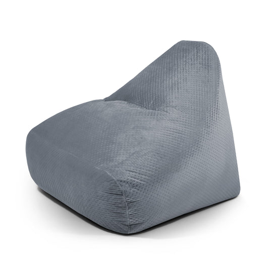 Pouf Design en Velours Capitonné Bleu Gris Beaumont Concept