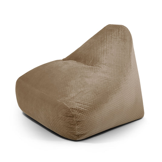 Pouf Design en Velours Capitonné Marron Taupe Beaumont Concept