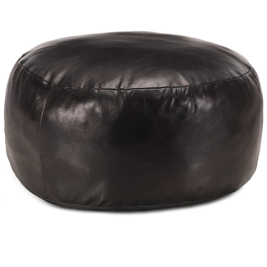 Pouf en Cuir Noir