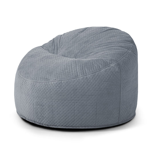 Pouf en Velours Capitonné Bleu Gris Beaumont Concept