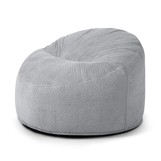 Pouf en Velours Capitonné Gris Perle Beaumont Concept