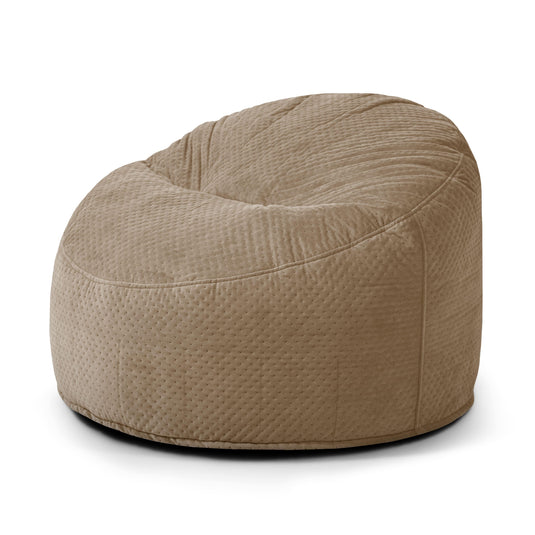 Pouf en Velours Capitonné Marron Café Beaumont Concept