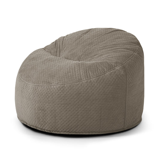 Pouf en Velours Capitonné Marron Taupe Beaumont Concept