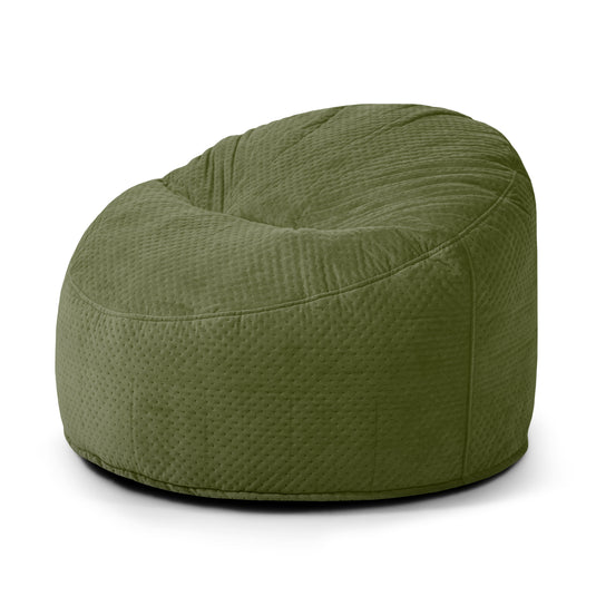 Pouf en Velours Capitonné Vert Olive Beaumont Concept