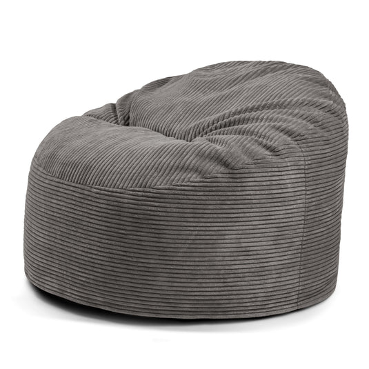 Pouf en Velours Cotelé Gris Anthracite Beaumont Concept