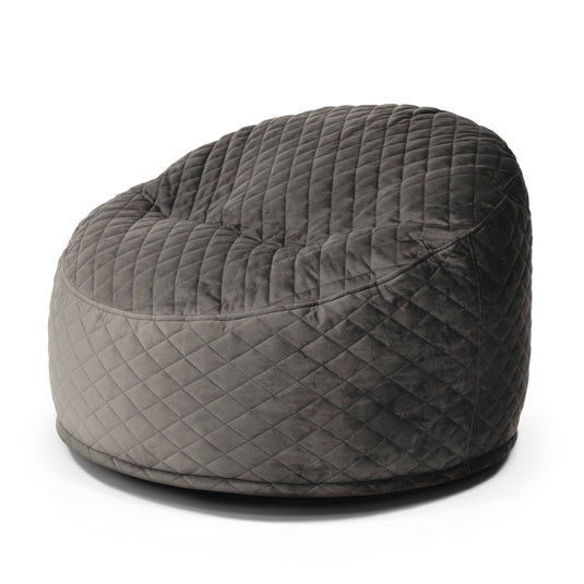 Pouf en Velours Royal Gris Anthracite Beaumont Concept