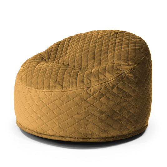 Pouf en Velours Royal Jaune Ocre Beaumont Concept