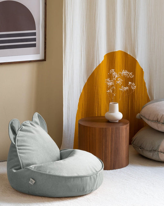 Pouf Enfant Ours Vert d'Eau
