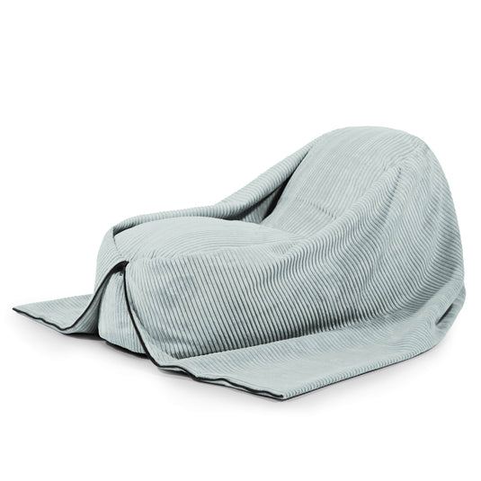 Pouf Enfant Velours Cotelé XXL Bleu Gris Pouf Français