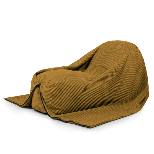 Pouf Enfant Velours Cotelé XXL Jaune Ocre Pouf Français