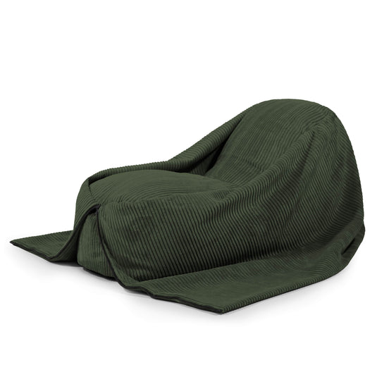 Pouf Enfant Velours Cotelé XXL Vert Forêt Pouf Français