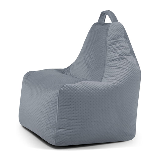 Pouf Gamer en velours capitonné Bleu Gris Pouf Gamer Beaumont Concept