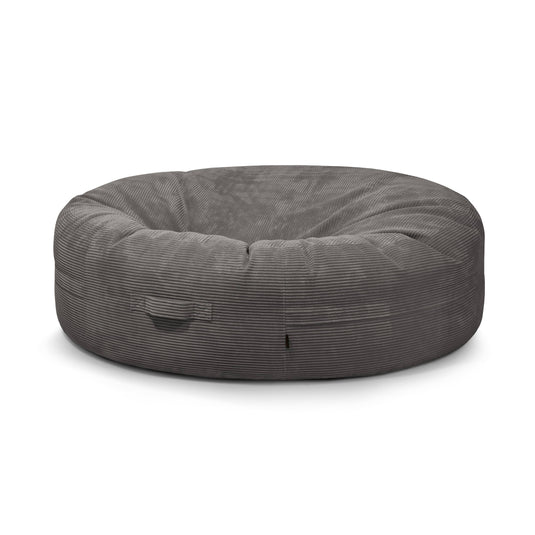 Pouf Geant en Velours Côtelé Gris Anthracite