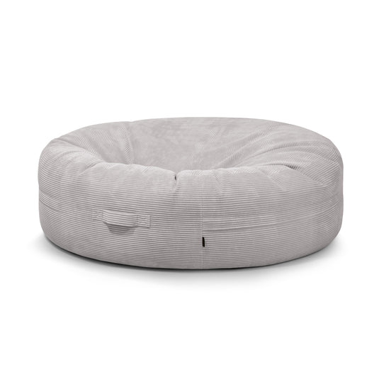 Pouf Geant en Velours Côtelé Gris Perle