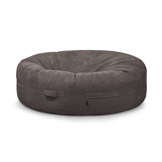 Pouf Geant en Velours Côtelé Marron Chocolat
