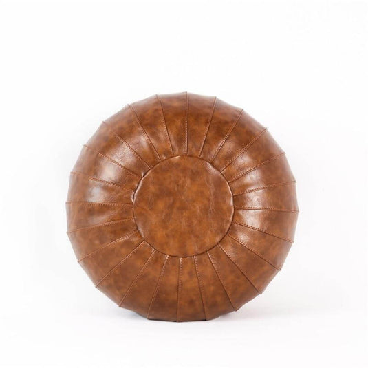 Pouf Marocain Cuir Marron 35cm
