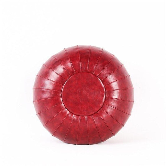 Pouf Marocain Rond Rouge 35cm