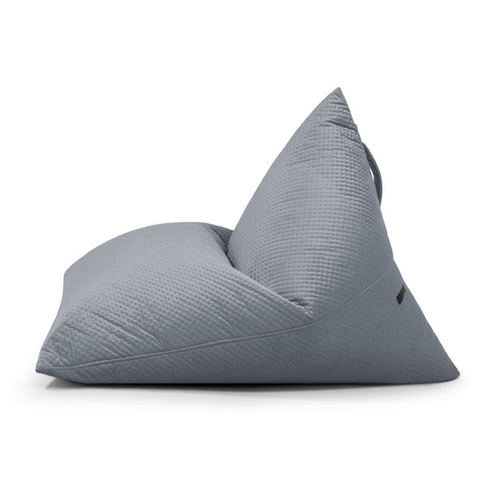 Pouf Poire velours capitonné Bleu Gris Beaumont Concept