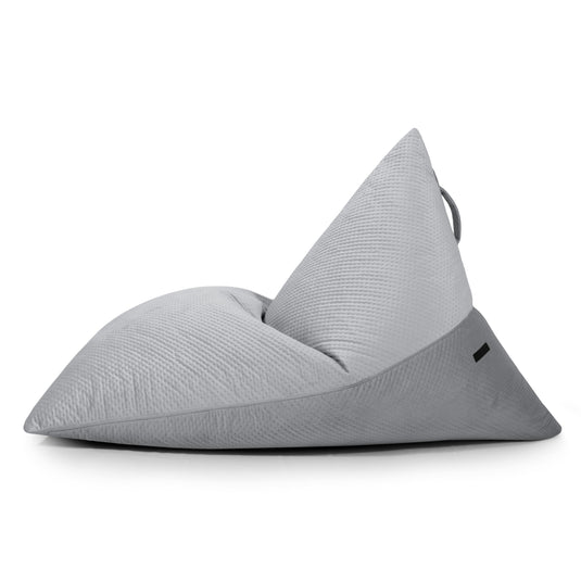 Pouf Poire XXL en velours capitonné Gris Perle Beaumont Concept