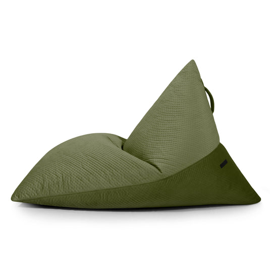 Pouf Poire XXL en velours capitonné Vert Forêt Beaumont Concept