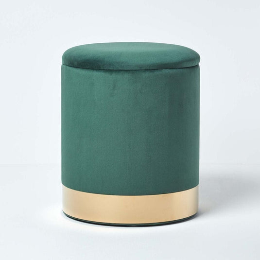 Pouf Rangement Velours Vert Émeraude