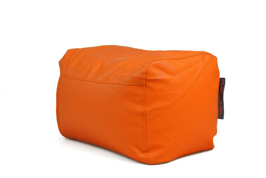 Pouf Repose Pied Cuir Orange Abricot Pouf Français