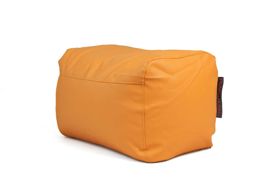 Pouf Repose Pied Cuir Orange Mandarine Pouf Français