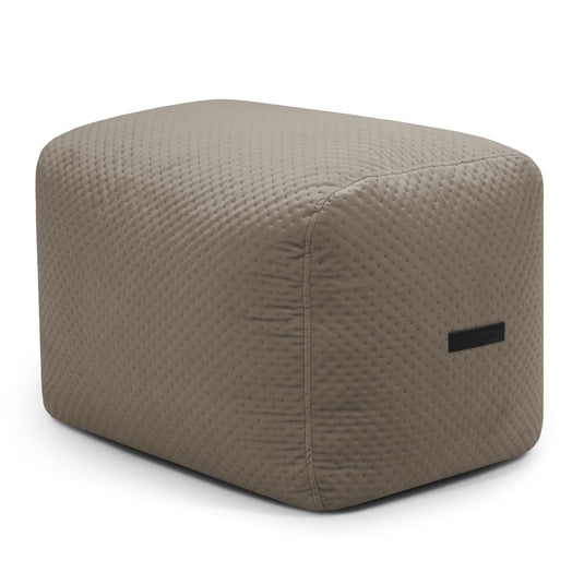 Pouf Repose Pied Velours Capitonné Marron Taupe Pouf Français