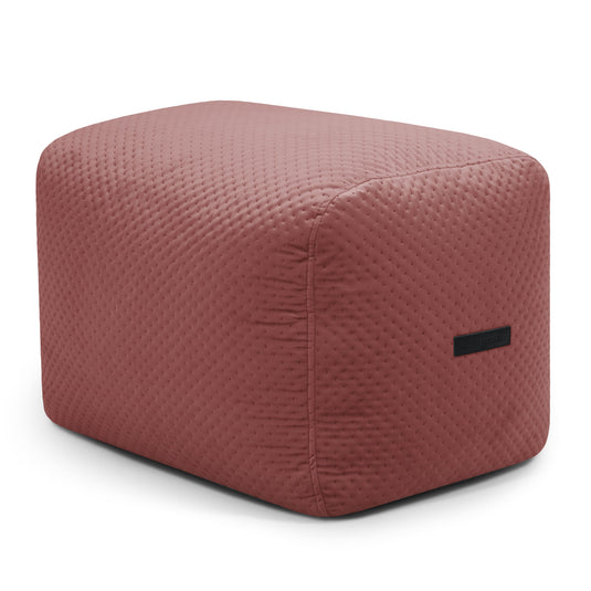 Pouf Repose Pied Velours Capitonné Rouge Amarante Pouf Français