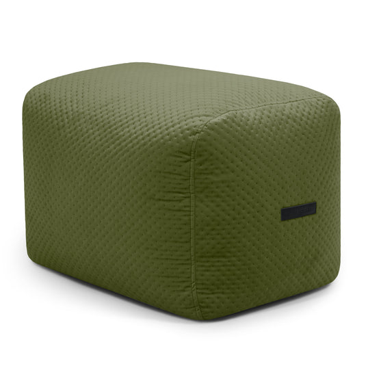 Pouf Repose Pied Velours Capitonné Vert Forêt Pouf Français