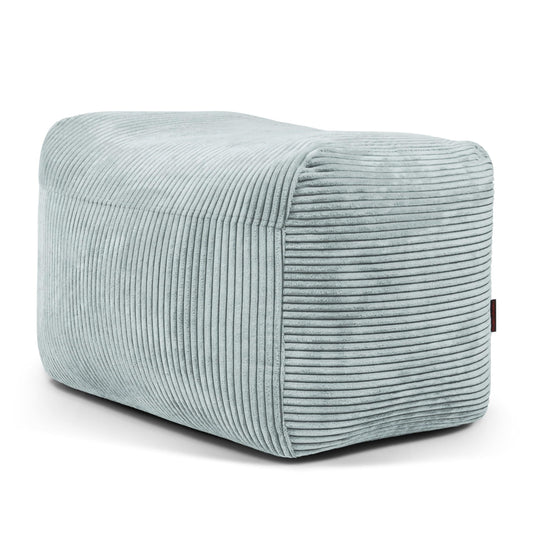 Pouf Repose Pied Velours Cotelé Vert d'eau Pouf Français