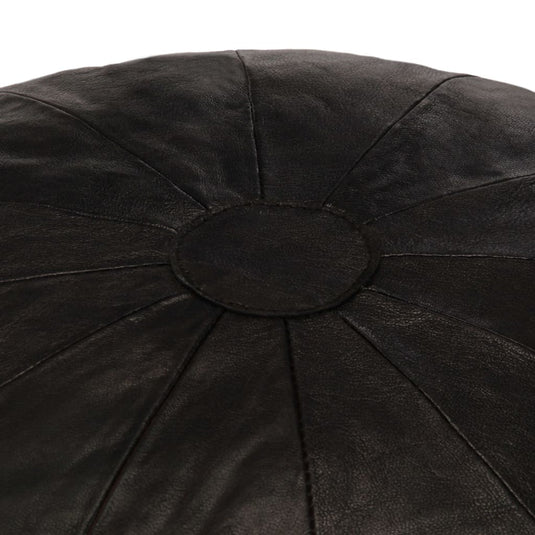 Pouf Rond en Cuir de Chèvre