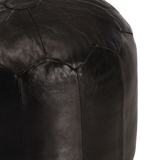 Pouf Rond en Cuir de Chèvre