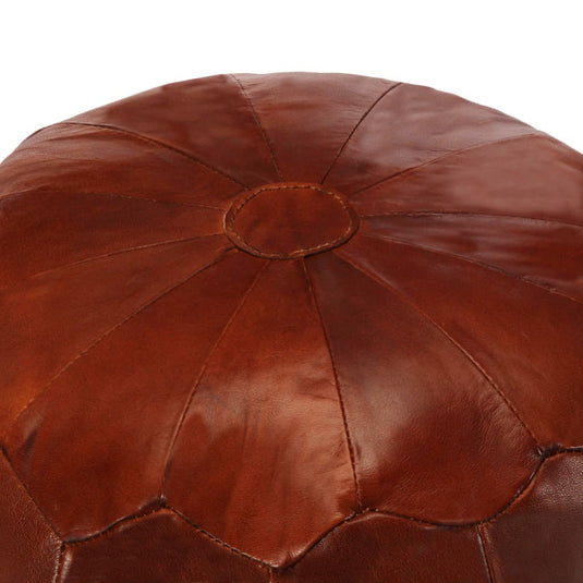 Pouf Rond en Cuir de Chèvre