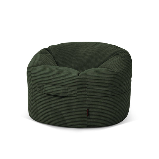 Pouf Rond en Velours Côtelé Vert Forêt