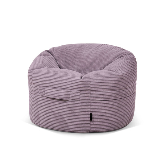 Pouf Rond en Velours Côtelé Violet Lavande
