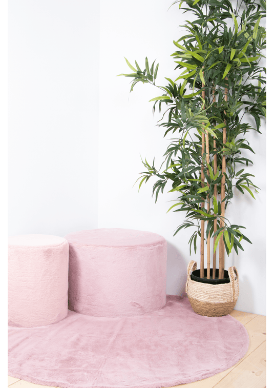 Pouf Rond en Velours Rose